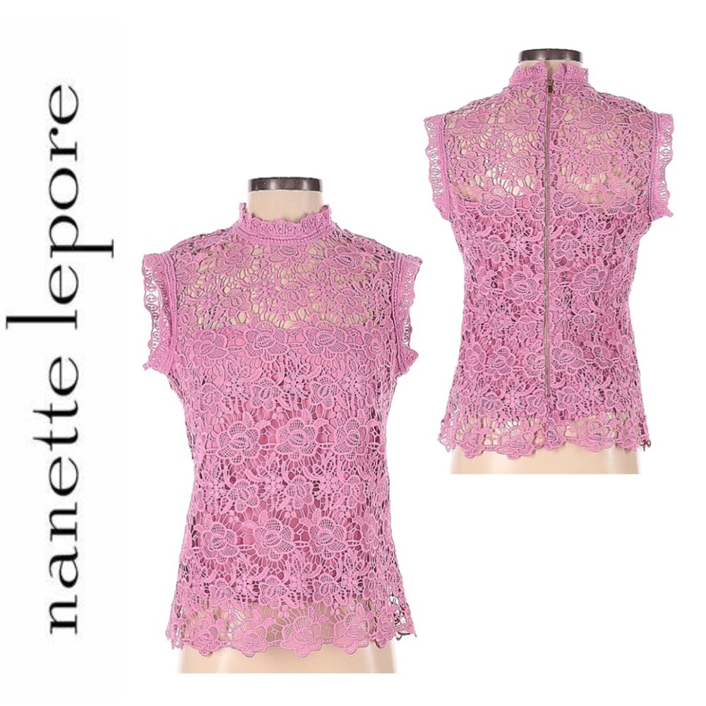 Nanette Lepore Knit Embroidered Top Size Small